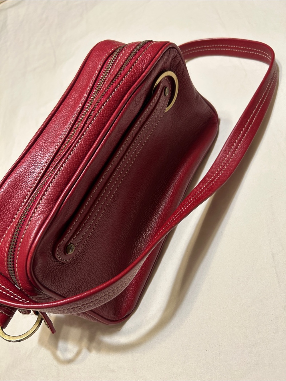 Cole Haan Red Leather Shoulder Bag with Gold Accents - Picture 1 of 11